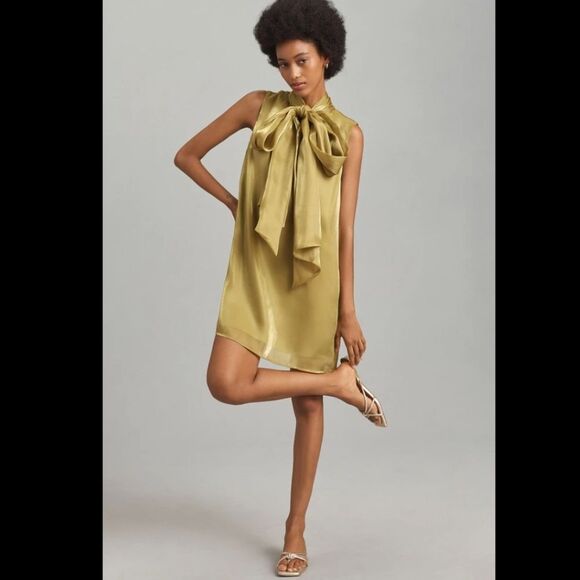 Anthropologie Endless Rose Sleeveless Organza Bow Mini Dress - Picture 1 of 3